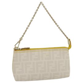 Pochette pour accessoires FENDI Zucca Canvas White Auth yk4812 Blanc