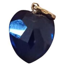 Vintage-Sapphire and solid gold pendant-Golden,Dark blue