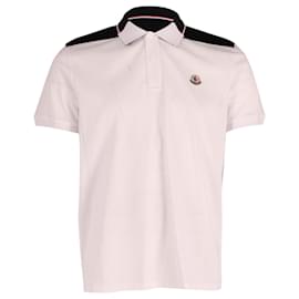 Moncler-Moncler Short-Sleeve Polo Shirt in White Cotton-White