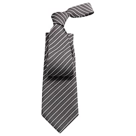 Tom Ford-Tom Ford 80mm Diagonal Stripes Tie in Grey Cotton-Grey