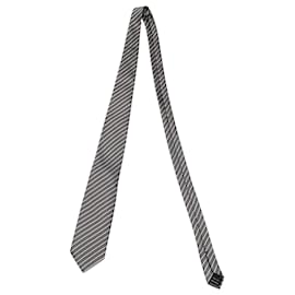 Tom Ford-Tom Ford 80mm Diagonalstreifen-Krawatte aus grauer Baumwolle-Grau