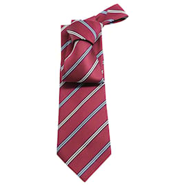 Ermenegildo Zegna-Ermenegildo Zegna Striped Tie in Burgundy Silk-Dark red