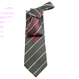 Ermenegildo Zegna-Ermenegildo Zegna Striped Tie in Burgundy Silk-Red,Dark red
