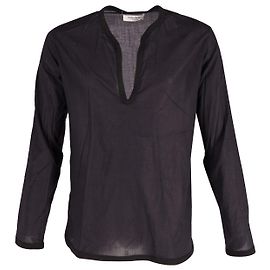 Camicia Yves Saint Laurent con scollo a V in cotone nero Nero