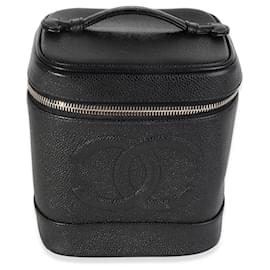 Chanel-Chanel Vintage Black Caviar Vanity Case -Black