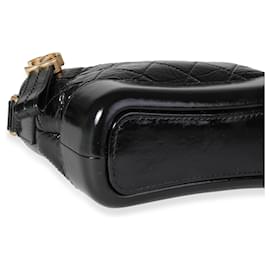 Chanel-Chanel Black Aged Patent Calfskin Small Gabrielle Hobo -Black