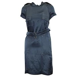 Lanvin-Lanvin Belted Sheath Dress in Blue Silk-Blue