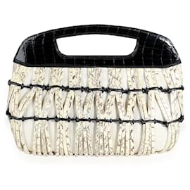 Autre Marque-Nancy Gonzalez Black Croc & Python Woven Top Handle Bag-Other