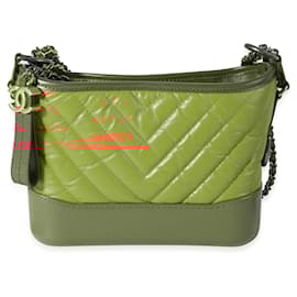 Chanel-Chanel Orange & Red Aged Calfskin Chevron Quilted Small Gabrielle Hobo -Orange