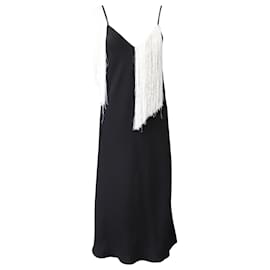 Ellery-Ellery Fringe Slip Dress in Black Acetate-Black