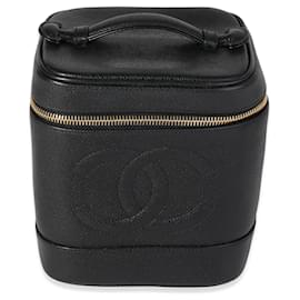 Chanel-Chanel Vintage Black Caviar Cc Vanity Case -Black