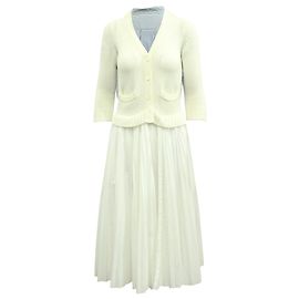Sacai Strick- und Plissee-Maxikleid aus mehrfarbiger Baumwolle Andere