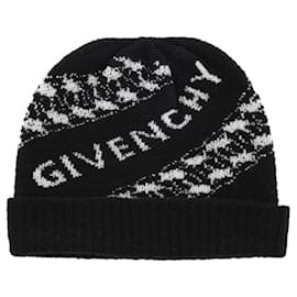 Givenchy-Logo Wool Ribbed Beanie-Black