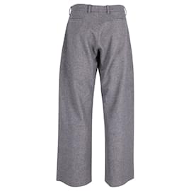 Yves Saint Laurent-Yves Saint Laurent Wide Leg Trousers in Grey Cotton Wool-Grey