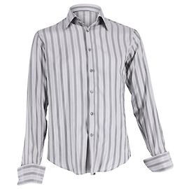 Camicia button down a righe Yves Saint Laurent in seta grigia Grigio