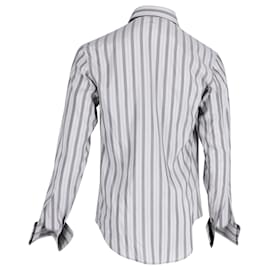 Yves Saint Laurent-Yves Saint Laurent Striped Button Down Shirt in Grey Silk-Grey