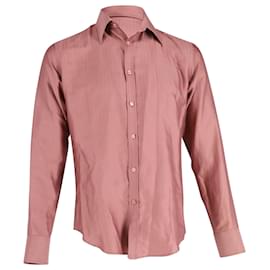 Yves Saint Laurent-Yves Saint Laurent Long Sleeve Button Down Shirt in Pink Rose Silk-Pink