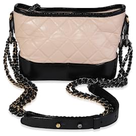 Chanel-Chanel Beige & Black Quilted Aged Calfskin Small Gabrielle Hobo -Other