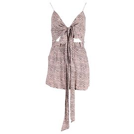 Zimmermann Leopard Print Tie-Front Playsuit in Beige Silk Brown Beige