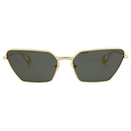 Gucci-Óculos de sol de metal com armação de olho de gato Gucci-Dourado,Metálico