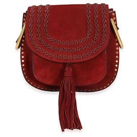Chloé Bolsa Hudson pequena de camurça Chloe Borgonha trançada e cravejada Vermelho