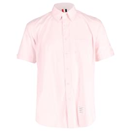 Thom Browne-Camisa de manga corta Thom Browne de algodón rosa-Rosa