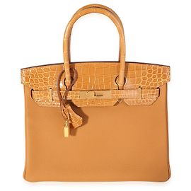 Hermès Hermes Caramel Tabac Shiny Niloticus Coccodrillo & Togo Touch Birkin 30 GHW Marrone
