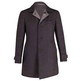 Tom Ford Reversible Herringbone Long Coat in Grey Wool Grey