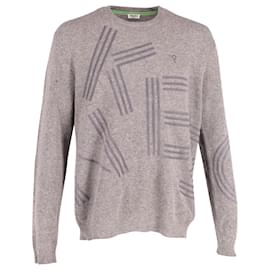 Kenzo-Kenzo Grey Flock Printed Sweater in Grey Wool-Grey