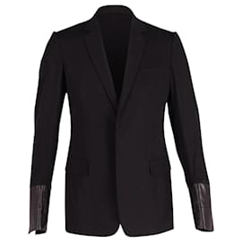 Dior-Dior Blazer with Leather Cuffs in Black Cotton-Black