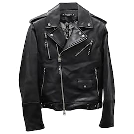 Alexander Mcqueen-Alexander McQueen Convertible Biker Jacket in Black Leather-Black