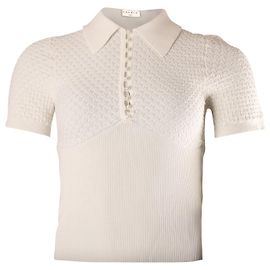 Sandro Paris Strick-Poloshirt aus weißer Viskose Weiß
