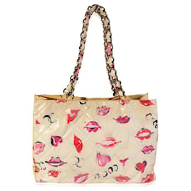 Chanel-Chanel Vintage Multicolor Coated Canvas Coco Lips And Kisses Tote -Other