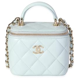 Chanel-Chanel Light Blue Quilted Lambskin Mini Vanity -Blue