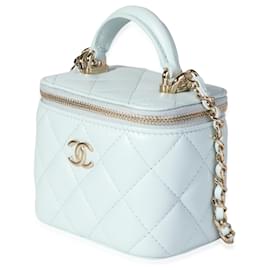 Chanel-Chanel Light Blue Quilted Lambskin Mini Vanity -Blue