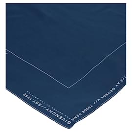 Givenchy-Givenchy Address Logo Silk Scarf-Blue