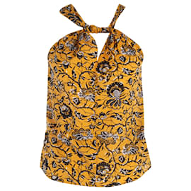 Isabel Marant-Isabel Marant Floral Print Halter Top in Yellow Cotton-Yellow
