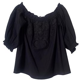 Uterque Linen Embroidered Top Black