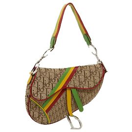Borsa a tracolla Christian Dior Trotter Canvas Saddle Colore Rasta Beige Auth 30671alla Beige