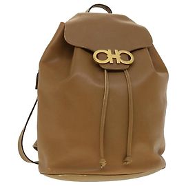 Salvatore Ferragamo Zaino Gancini Pelle Marrone Auth 30375 Marrone