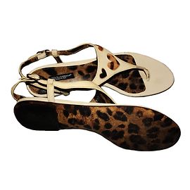 Dolce & Gabbana SANDÁLIA COM ESTAMPA DE LEOPARDO DOLCE E GABBANA Marrom Cru