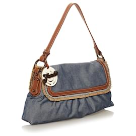 Fendi-Fendi Blue Chef Denim Shoulder Bag-Blue