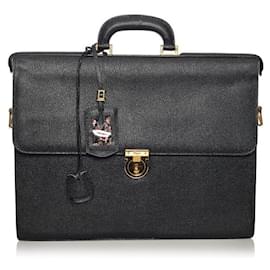 Salvatore Ferragamo-Leather Business Bag-Black