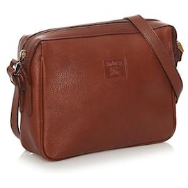 Burberry-Leather Shoulder Bag-Brown