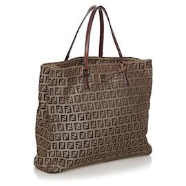 Fendi-Zucchino Canvas Tote Bag-Beige