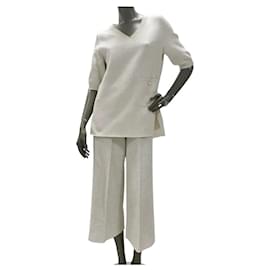 Chanel-Chanel Ivory Knited Suit Set-Beige