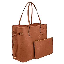 Louis Vuitton LV Neverfull empreinte couro Cognac Conhaque