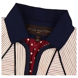 Louis Vuitton-Louis Vuitton / LOUIS VUITTON jacket short sleeves striped pattern different material zip up 34 ivory navy red-Other