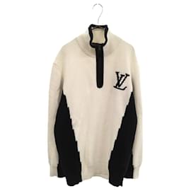 Louis Vuitton-Louis Vuitton (Louis Vuitton) 21AW two-tone high neck with half zip knit long sleeve sweater white / black-Black,White
