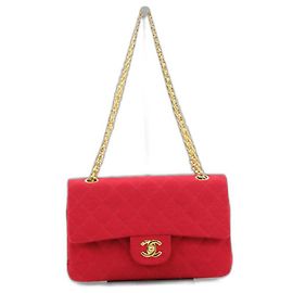 Chanel Timeless jersey chaîne dorée Rouge